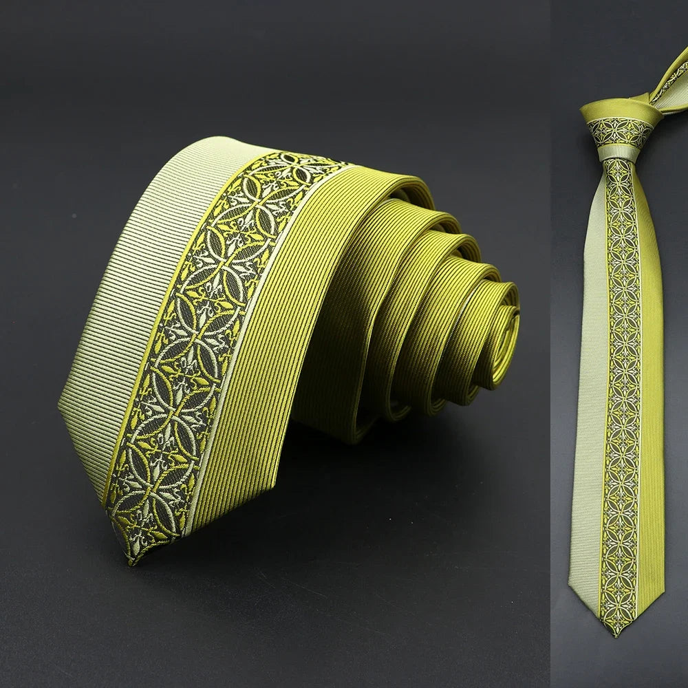 Men’s Skinny Floral Paisley Tie. Modern Wedding and Business Necktie