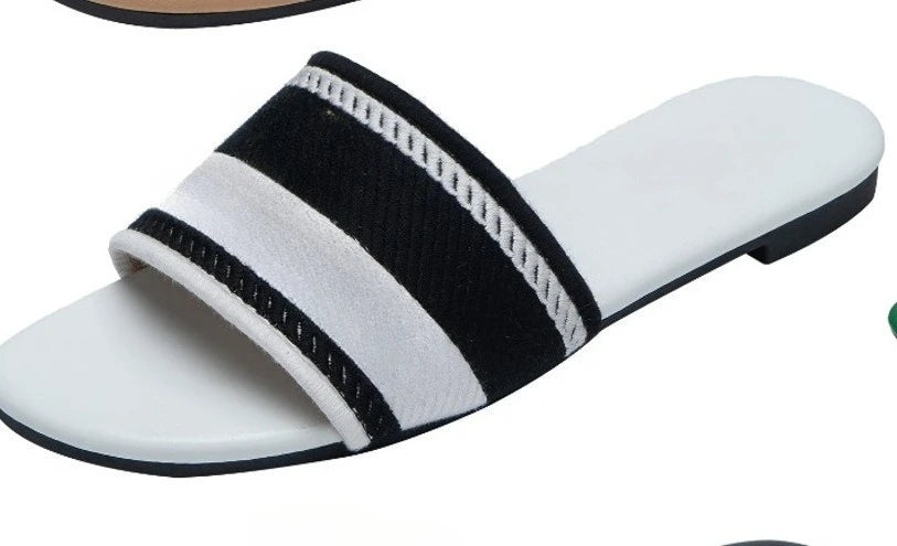 Women’s Genuine Leather Metal Accent Slide Sandals .Luxury European Style Slip-On Flats  Description: