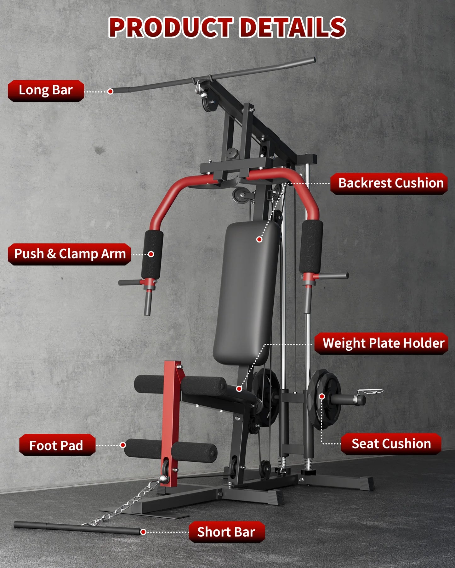 5-in-1 Multifunctional Home Gym Equipment Full Body Workout Machine with Lat Pulldown and Strength Training Station