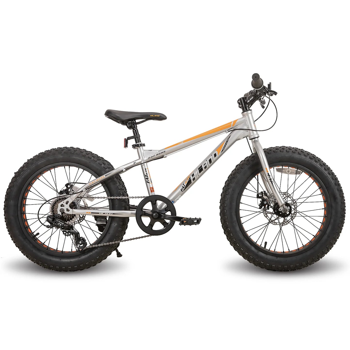 Hiiland 20 Inch Fat Tire Mountain Bike .Kids Bicycle with Front Suspension, Dual Disc Brakes & 7-Speed Gears