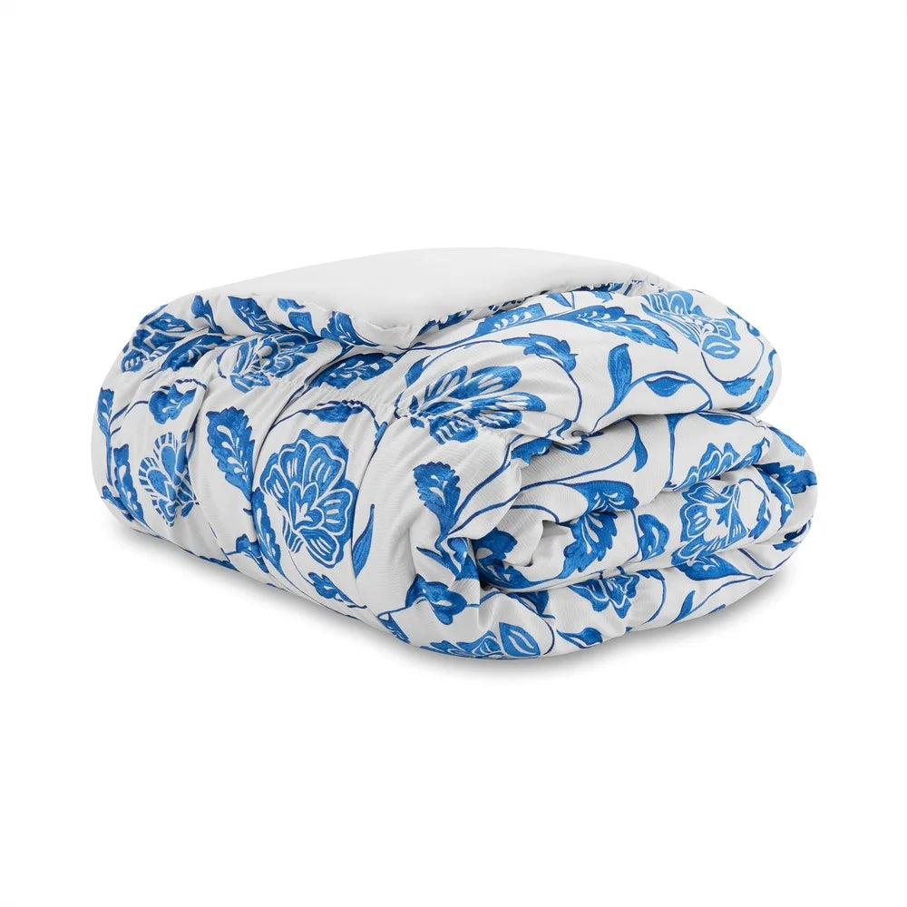 White Floral Microfiber Comforter Set With Shams Full Queen