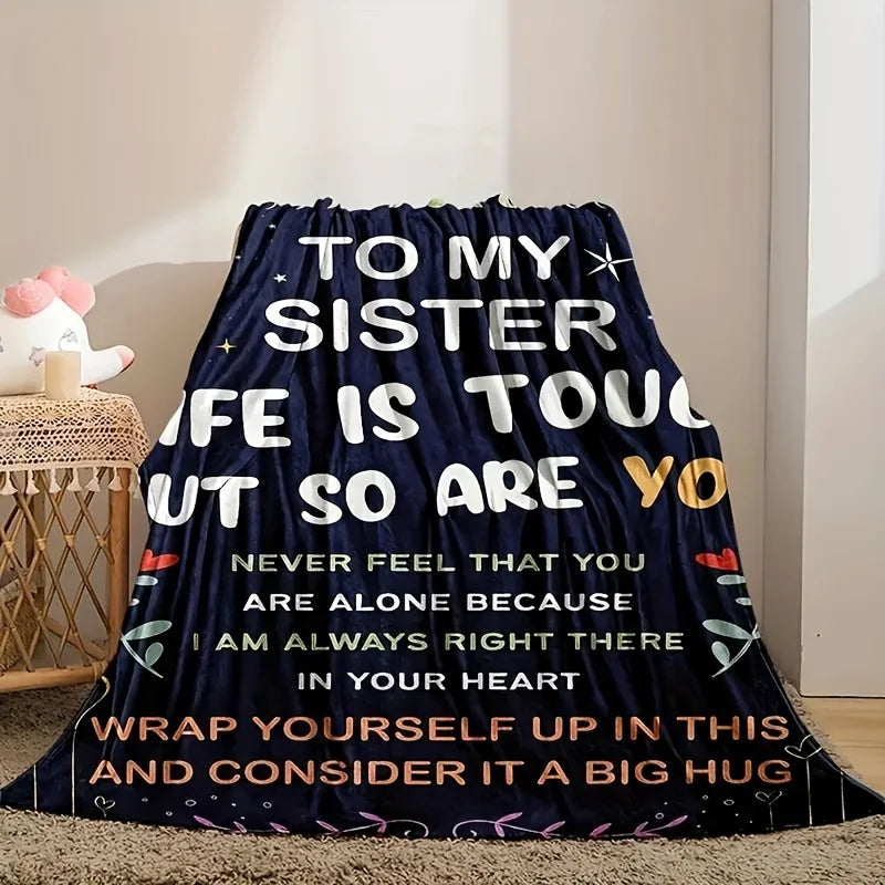 “To My Sister” Inspirational Flannel Throw Blanket .Soft Cozy Gift Blanket