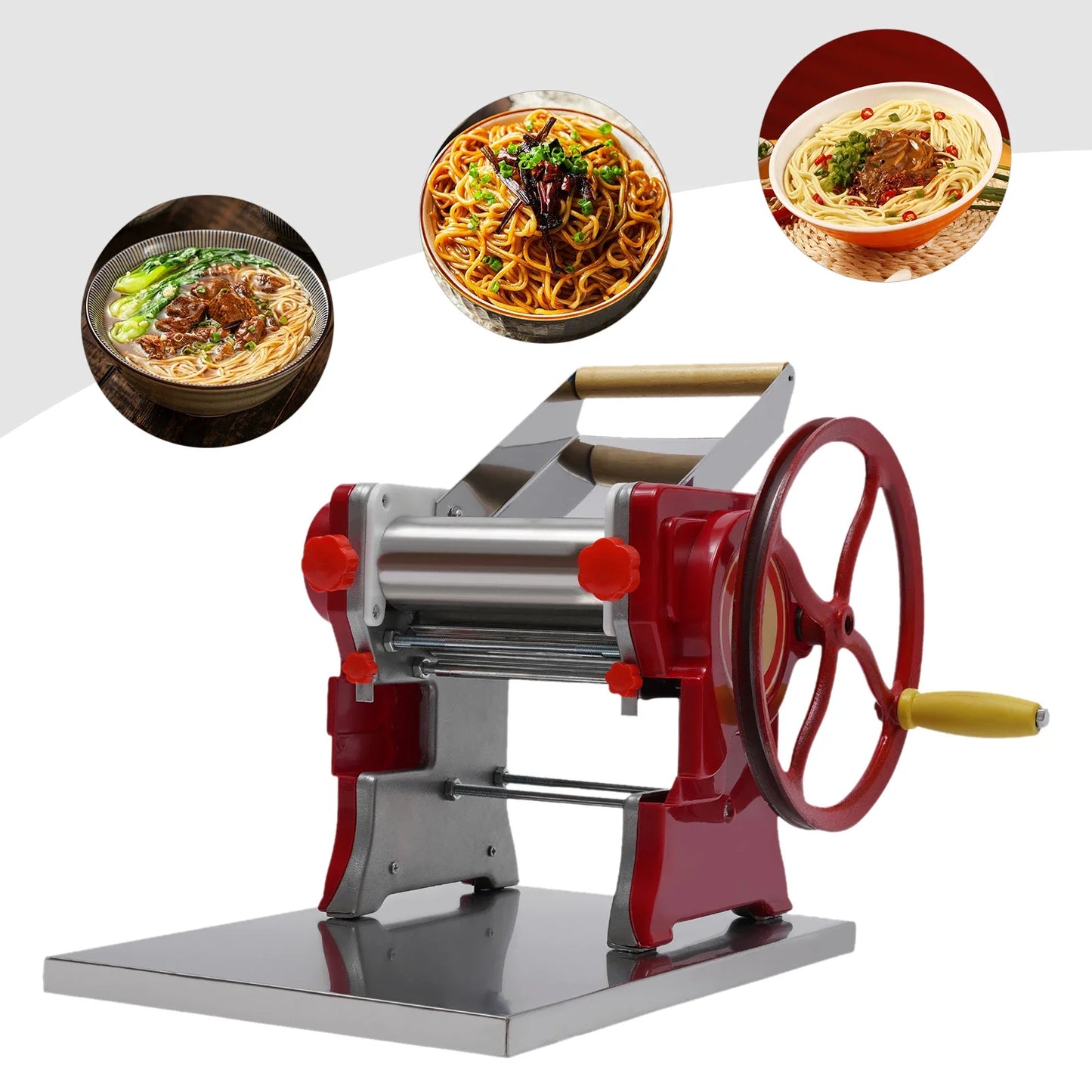 Pasta Maker Machine 0.5-5mm Adjustable Thickness Manual Roller Noodle Cutter Stainless Steel Pasta Press for 5-10 People Use