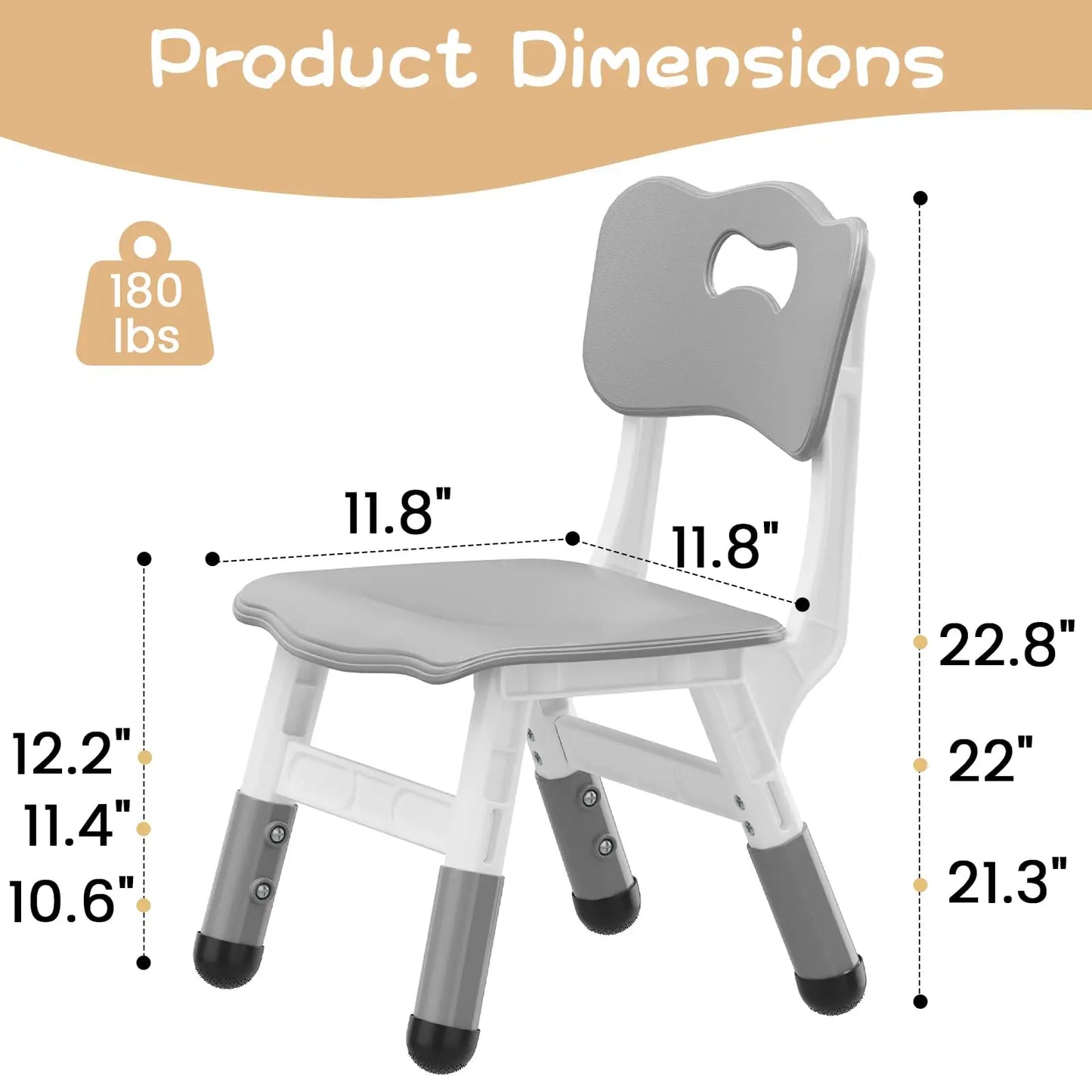 2-Piece Adjustable Kids Chair Set – Stackable Children’s Seating with 3-Level Height Adjustment