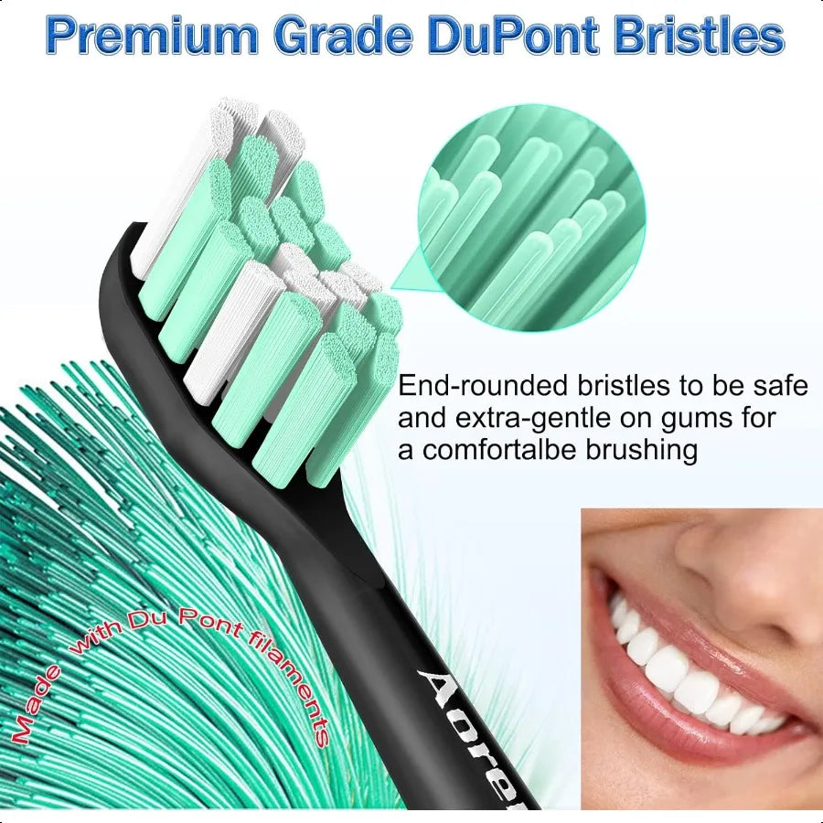 Sonicare Replacement Heads For Philips Snap On Black 8 Pack