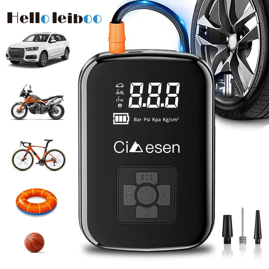 Portable Digital Tire Inflator Air Compressor – USB Rechargeable Air Pump with LCD Display for Cars, Bikes, Motorcycles & Sports Equipment