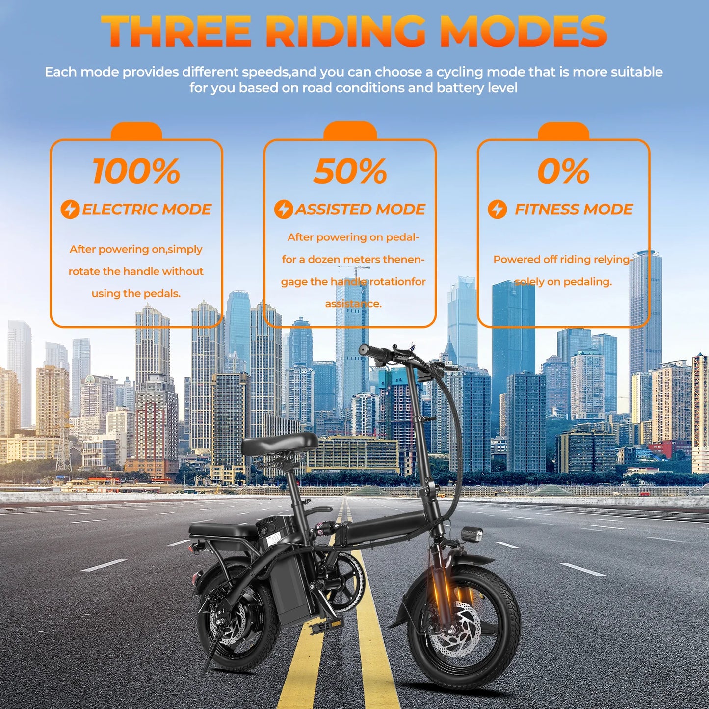 Portable Electric Bike for Adults - 14 Inch Foldable Design, Dual Disc Brakes, Top Speed 20 MPH, Perfect for City Travel