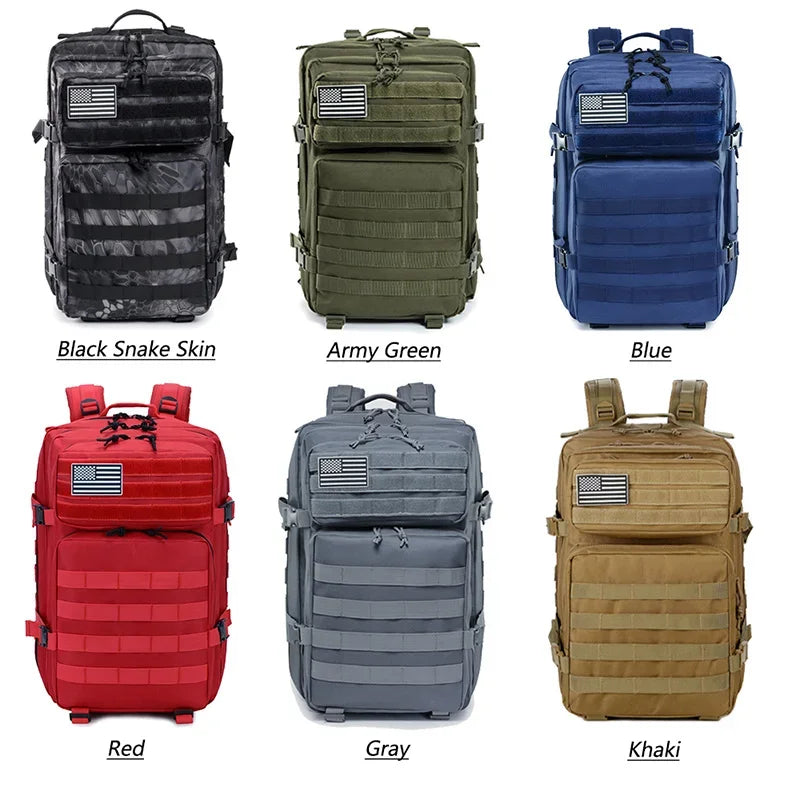 45L Tactical Hiking Backpack – Large Capacity 3-Day Outdoor Adventure Pack