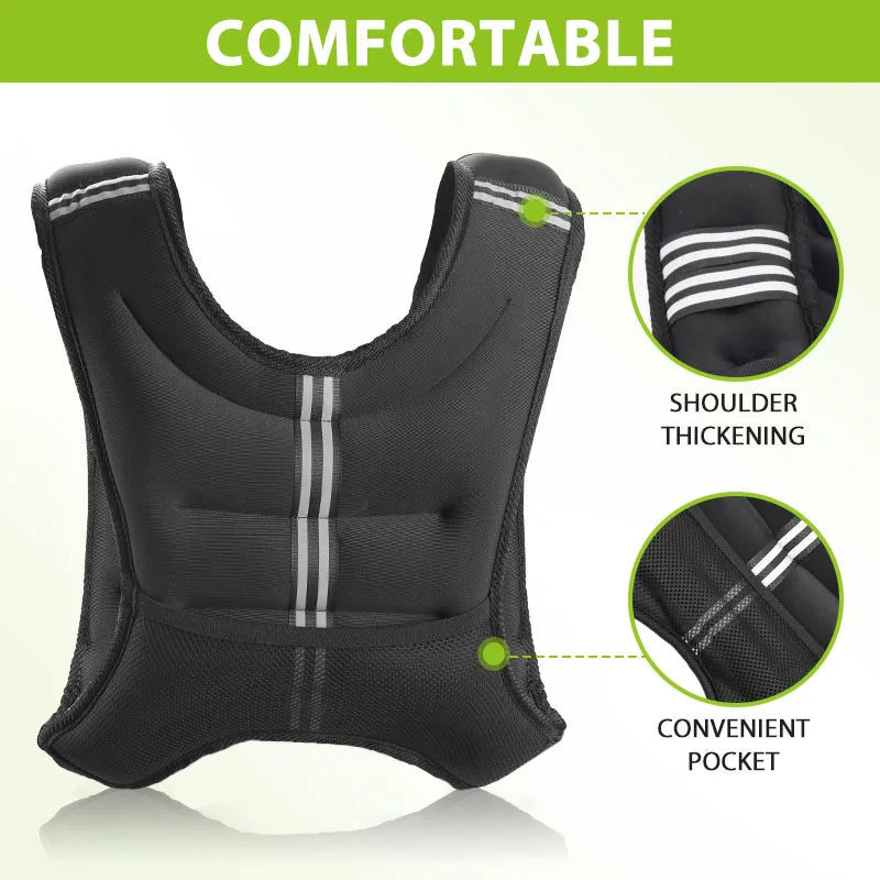 12 lb Weighted Workout Vest .Adjustable Strength Training Vest with Reflective Safety Stripes