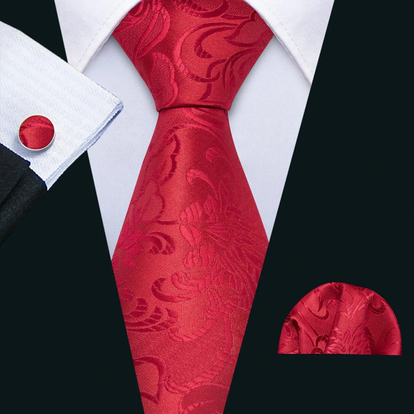 Men’s Luxury Brown Floral Silk Necktie .Elegant Wedding, Business & Formal Dress Tie