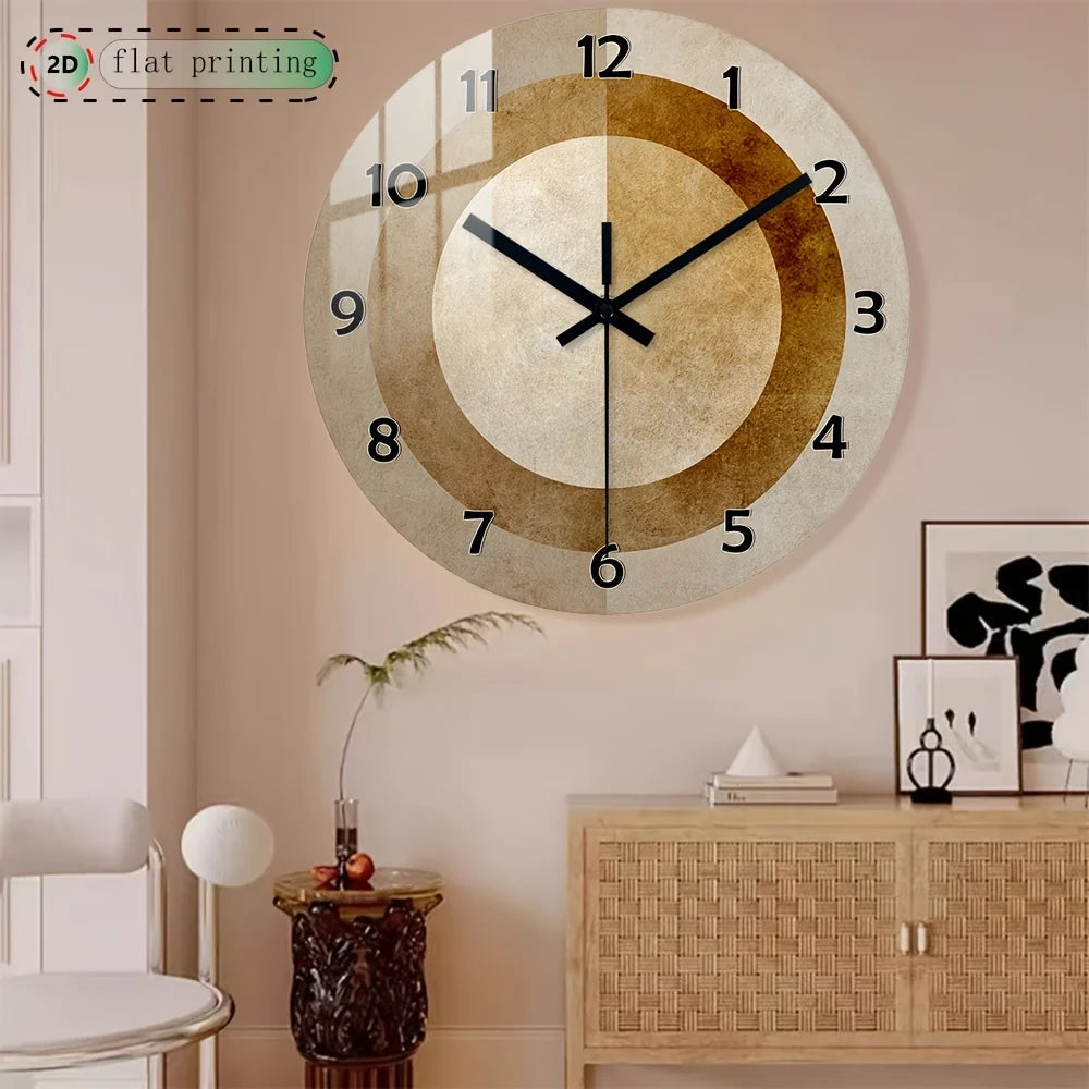 Modern Wood-Look Wall Clock – Minimalist Round Home Décor
