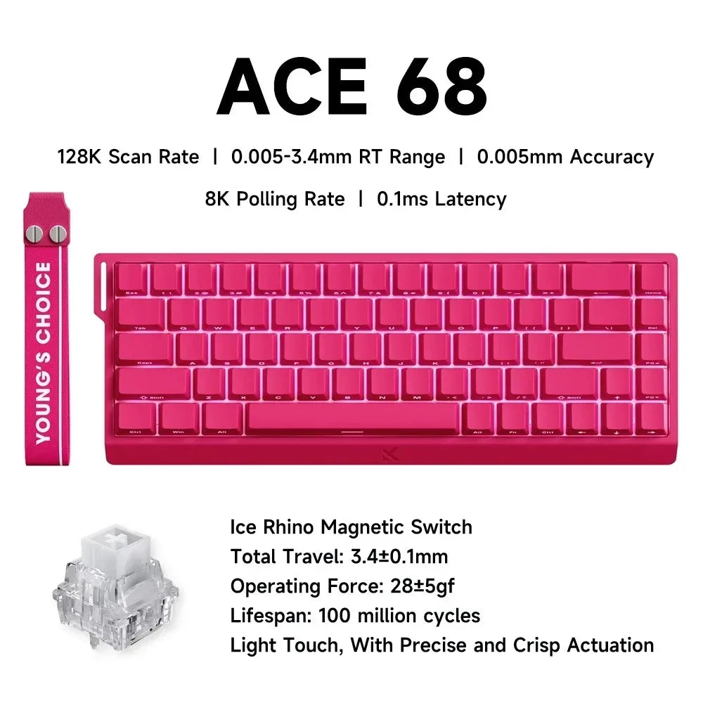 MCHOSE ACE 68 Magnetic Switch Gaming Keyboard . Hall Effect Rapid Trigger Mechanical Keyboard