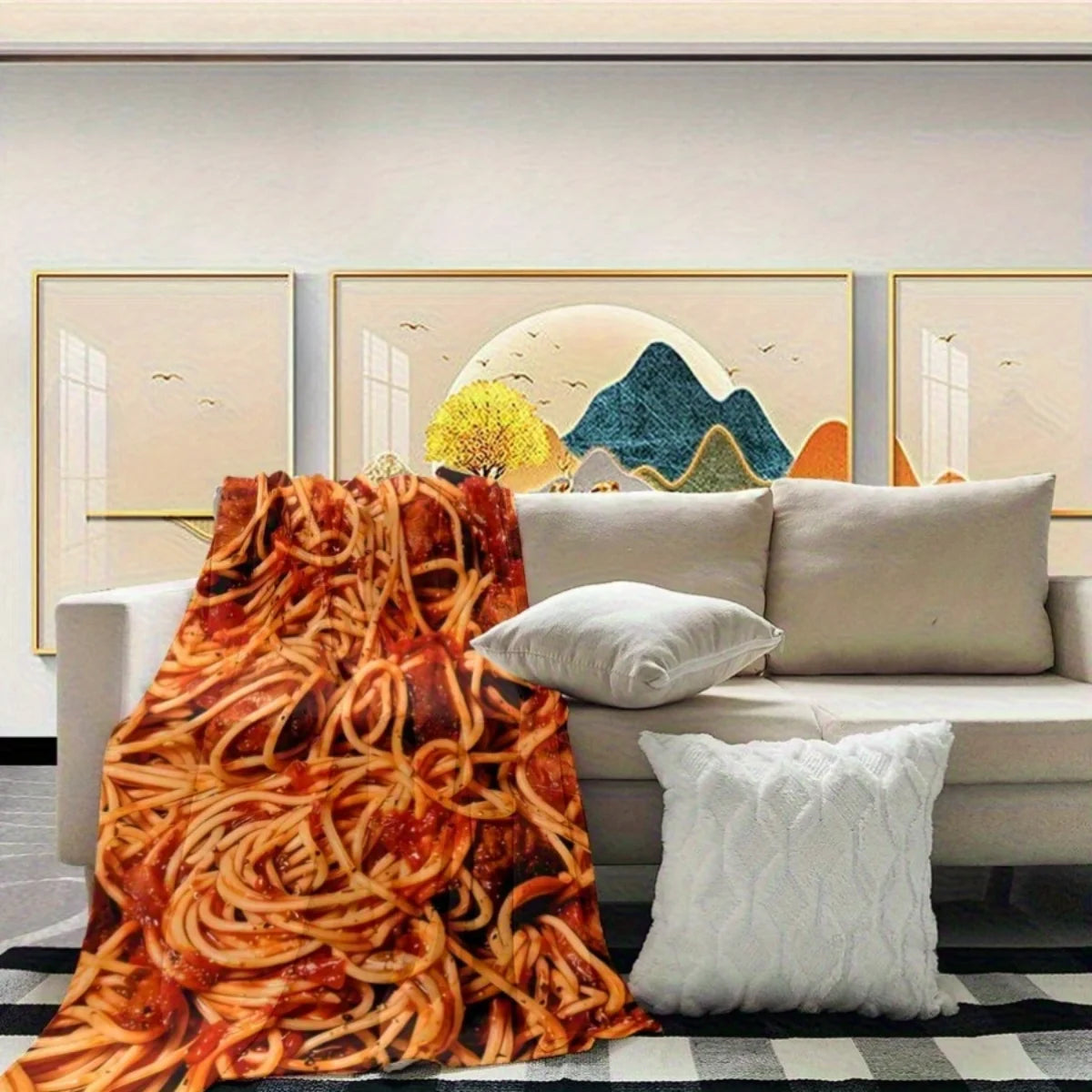 Cozy Pasta Pattern Flannel Throw Blanket