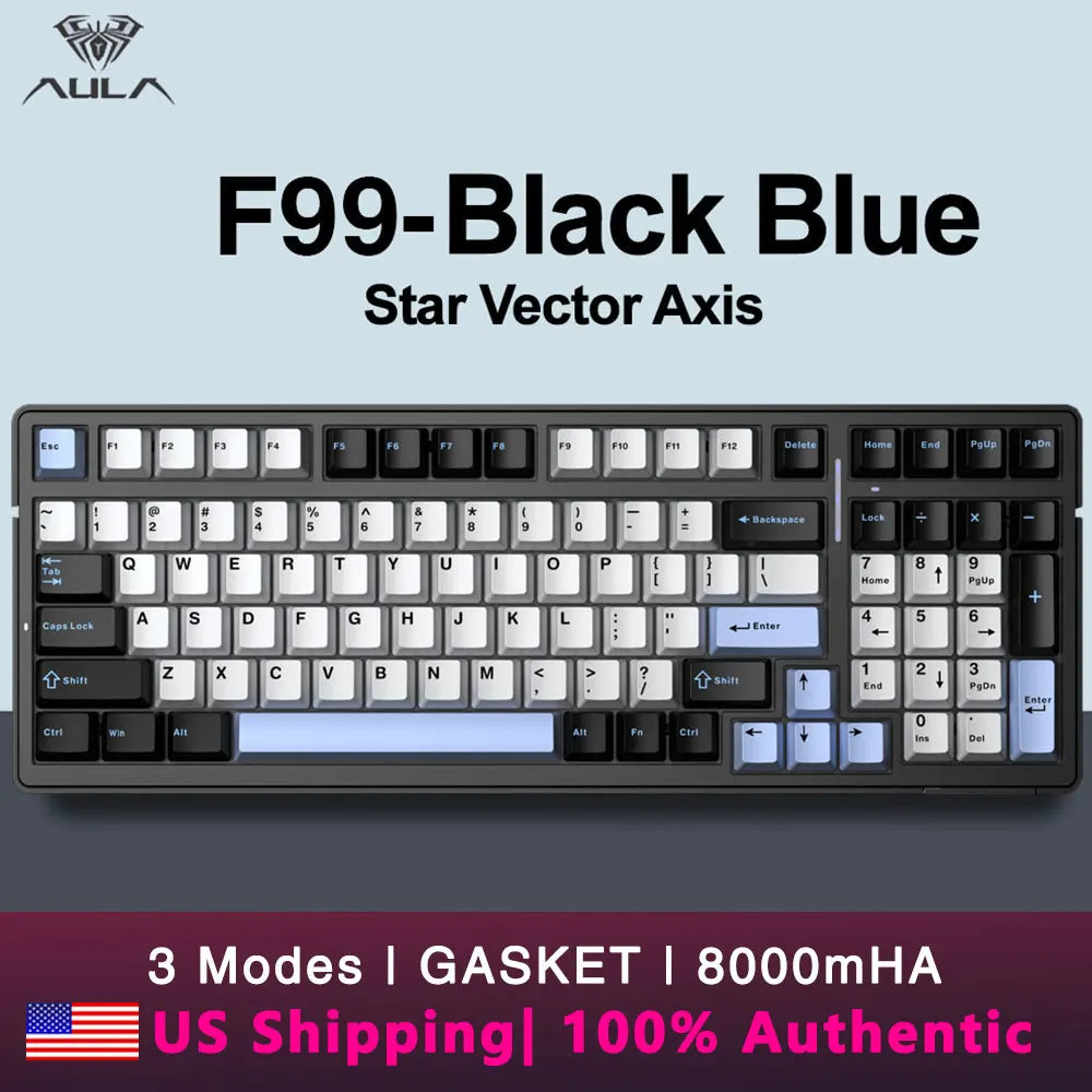 AULA F99 Wireless Mechanical Keyboard .Tri-Mode RGB Hot-Swappable Gaming Keyboard
