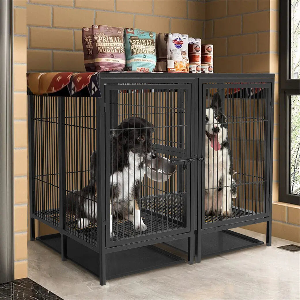 Jumbo Large Metal Pet Playpen Kennel with Secure Locking Door & Removable Tray