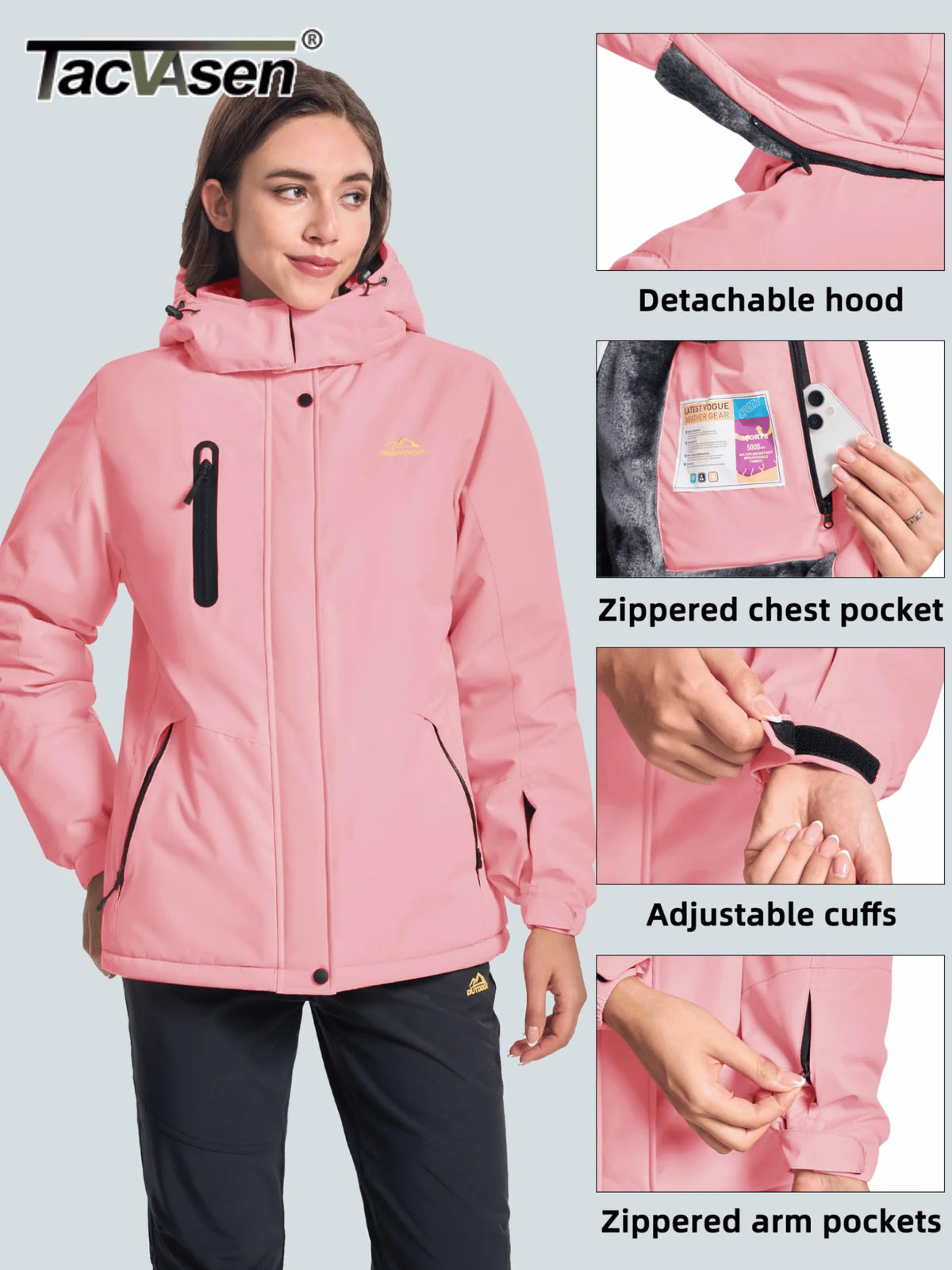 Women's Fleece Lined Hooded Winter Parka Jacket Warm Water-Resistant Coat