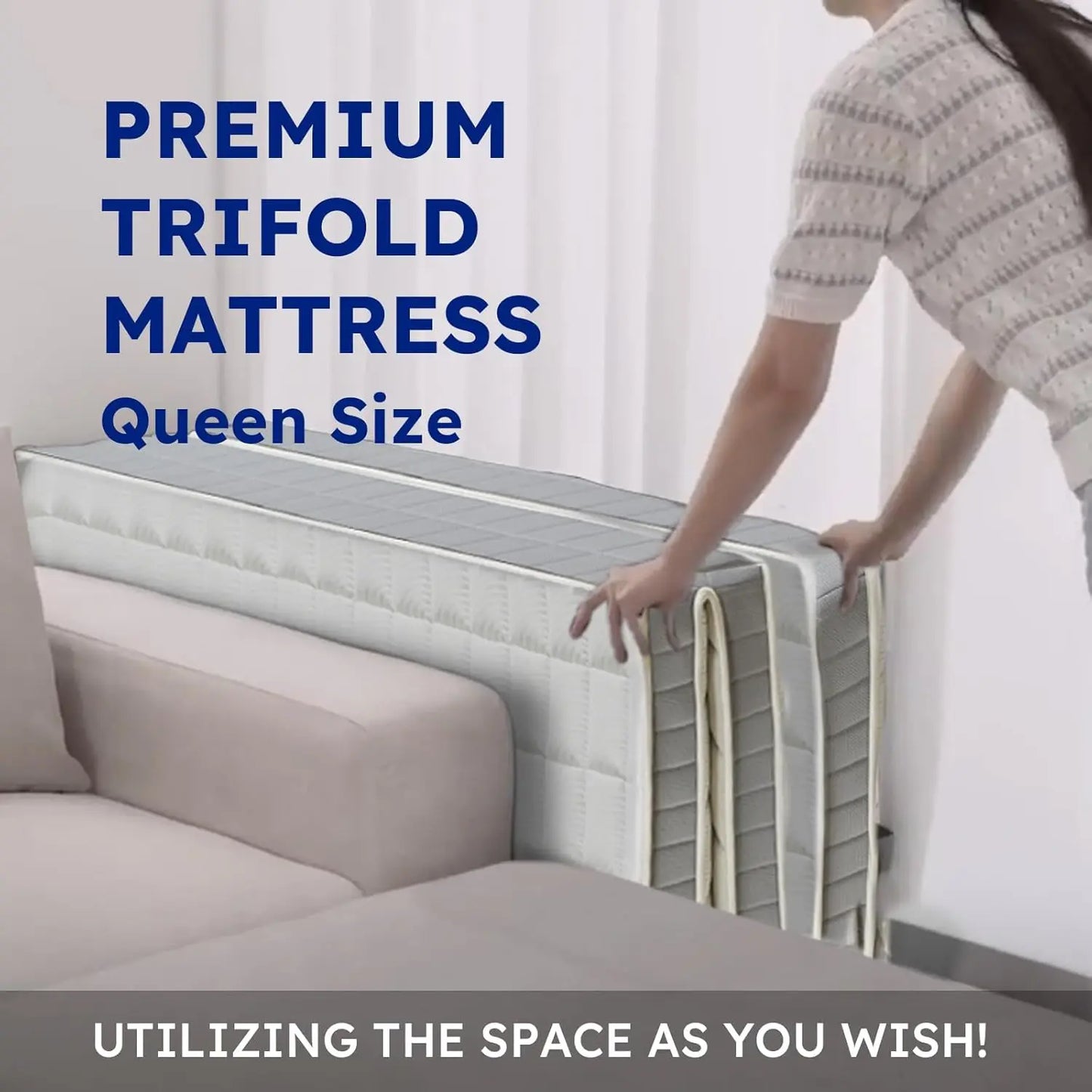 Cube Mattress 5 Inch Premium Folding Bed Floor Mattress Bestsleep in A Box Trifold Two-Sided Foldable Plush Top Firm Bottom Edge