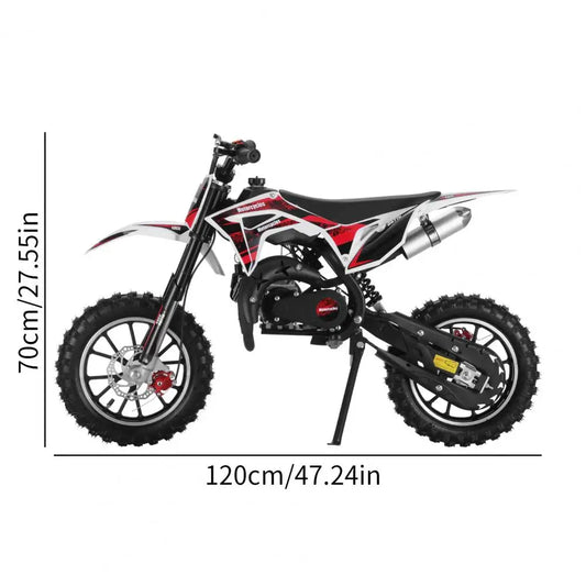 49cc 2-Stroke Kids Dirt Bike Gas Power Motocross Off Road Mini Motorcycle Pocket Motorbike Front Rear Disc Brakes Pull Start