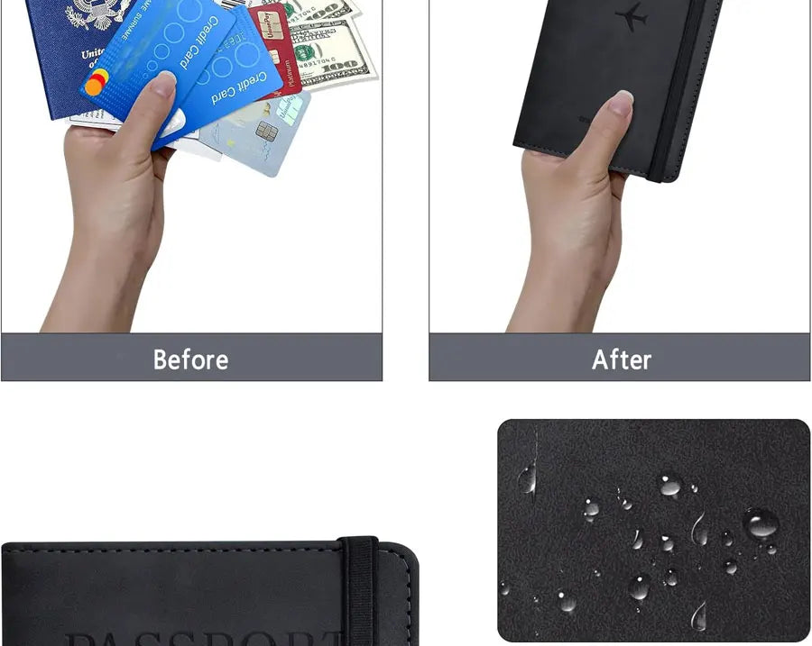 RFID Blocking Passport Holder Travel Wallet | Passport Cover with Card Slots | Travel Document Organizer | Slim Passport Case