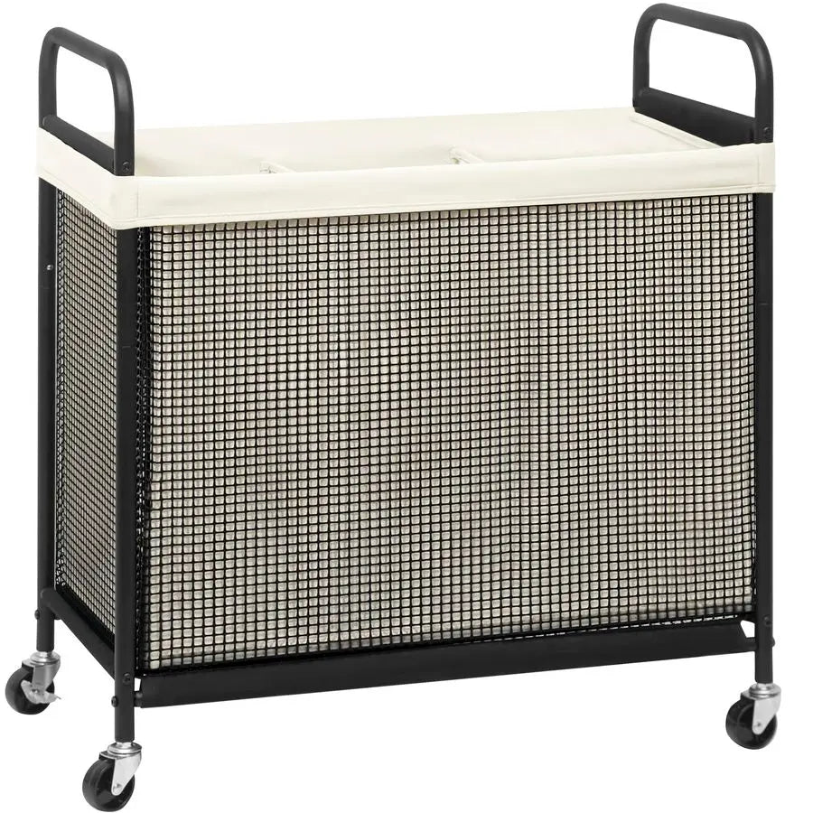 3 Section Rolling Laundry Hamper with Wheels .Large Capacity Laundry Sorter Cart for Home Organization