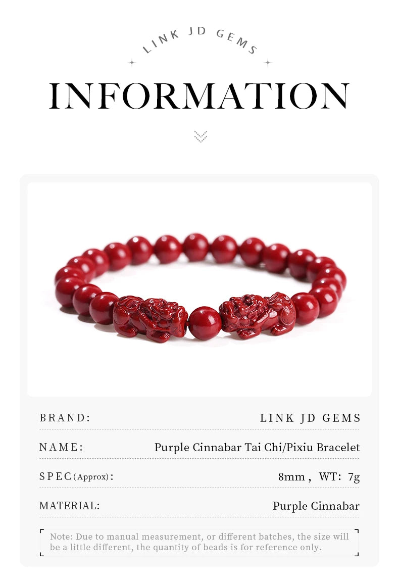 Red Cinnabar Style Beaded Bracelet for Women & Men