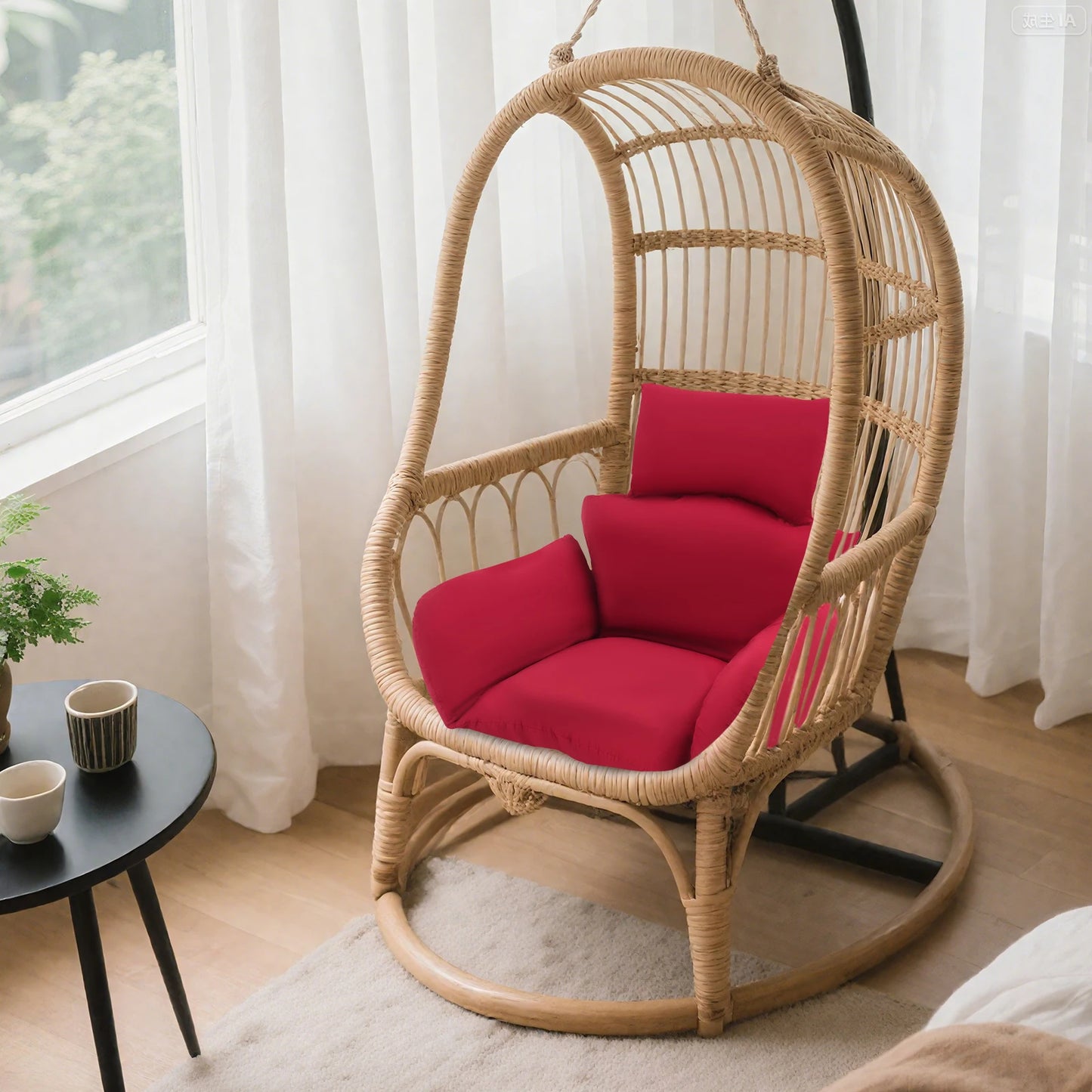 Egg Chair Cushion Hanging Basket Swing Cushion Indoor and Outdoor Rocking Chair Pad Burgundy