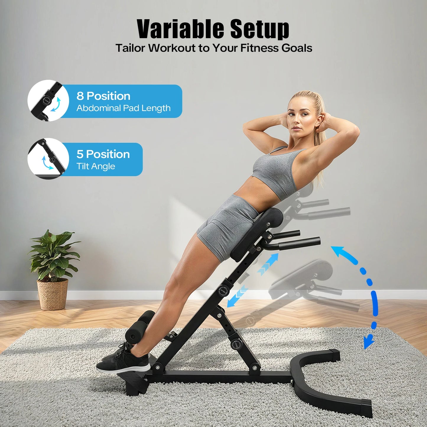 Adjustable Roman Chair Back Extension Machine for Core & Lower Back Training