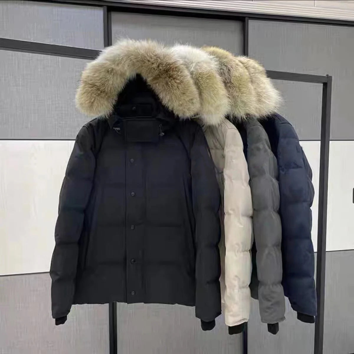 Mens Jacket Designer Puffer Jacket Women Wyndham Wolf Skin Collar Parka Winter Fashion Outdoor Warm Windproof Coat XS-2XL
