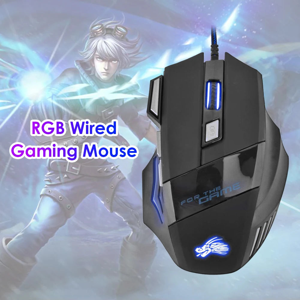 SB Wired Gaming Mouse  7 Button Ergonomic LED Backlit Mouse with 5500 DPI Precision