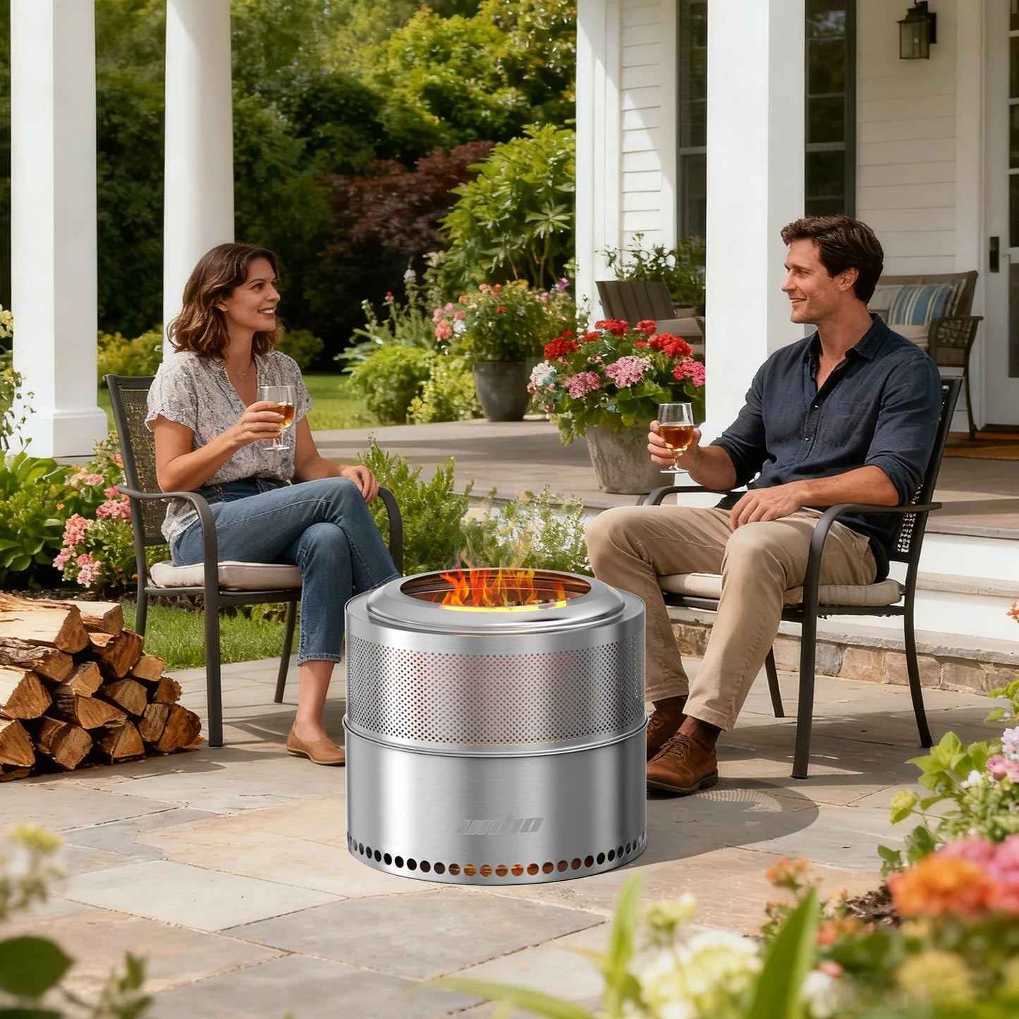 Large Smokeless Stainless Steel Fire Pit – Portable Outdoor Wood Burning Fire Pit with Carry Bag