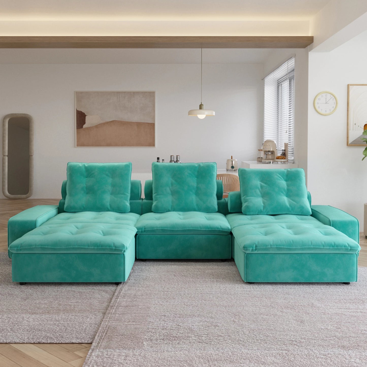 Modular Cloud Sectional Couch Oversized Down Filled Sofa Couches with Chaise Ottoman Adjustable Backrest Couch For Living Room