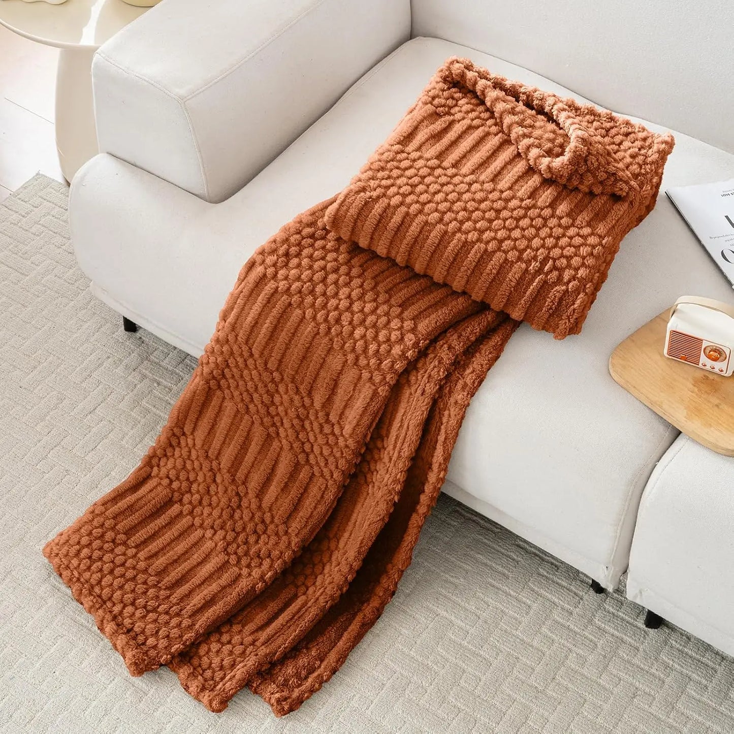 50x70 Inch Rust Throw Blanket - Soft & Fluffy Fleece, Cute & Aesthetic, Perfect for Sofa, Couch, Chair, Bed, Living Room & Bedro