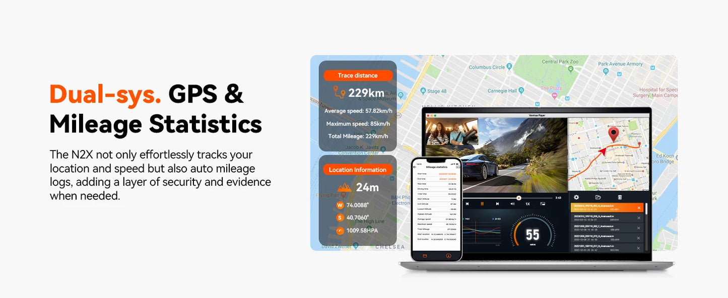 Vantrue N2X 2.7K HDR Dashcam Front and Inside 5G WiFi Dual Dash Camera with IR Night Vision STARVIS 2 Voice Control 60FPS GPS
