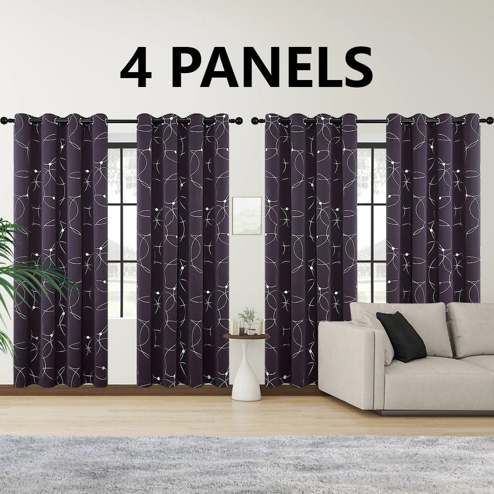 4 Panel Blackout Curtains .Thermal Insulated Room Darkening Window Drapes