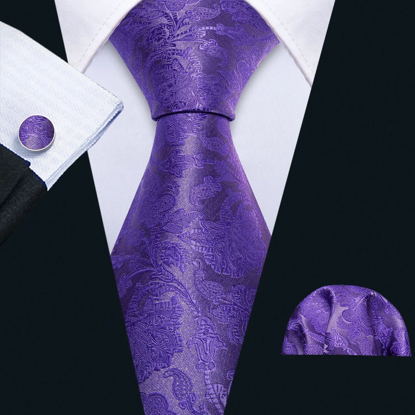 Men’s Luxury Brown Floral Silk Necktie .Elegant Wedding, Business & Formal Dress Tie