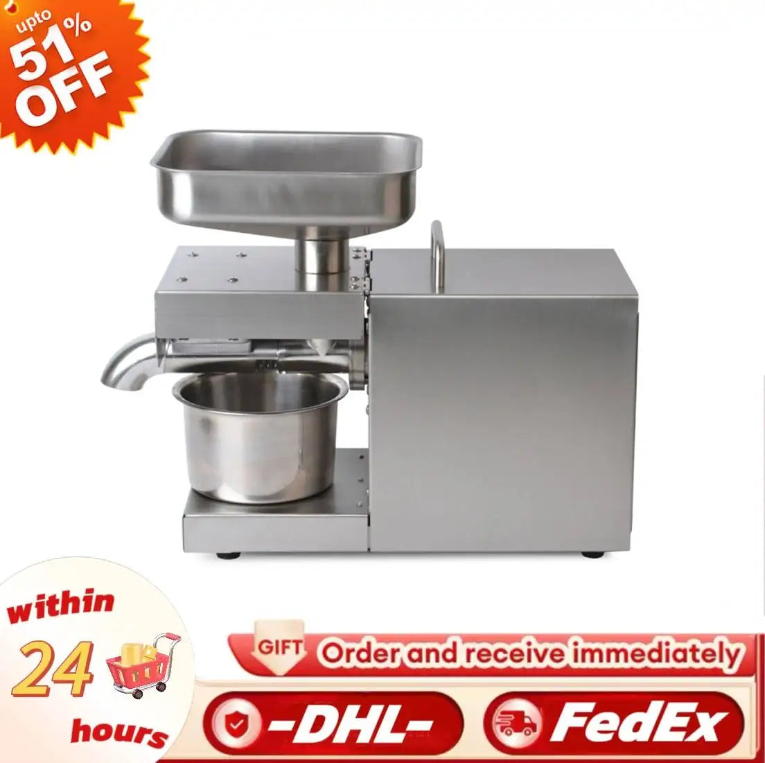 Commercial Oil Press Machine Stainless Steel 304 Food Grade