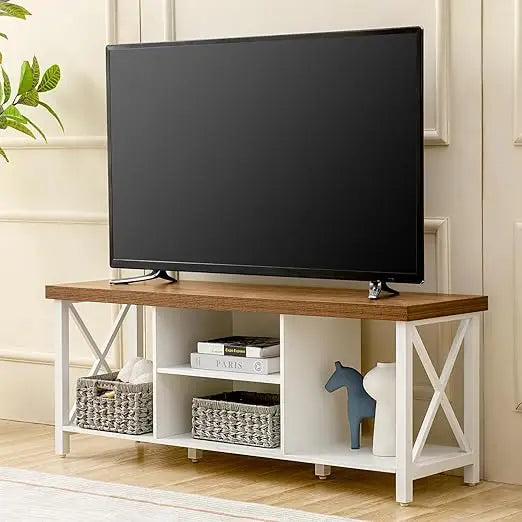 TV Stand for TV up to 55 Inches, TV Cabinet with Open Storage, TV Console Unit with Shelving for Living Room, Entertainment Roo