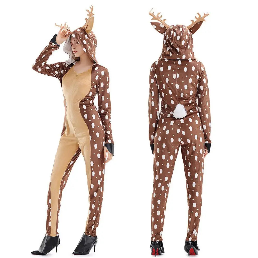 Reindeer Jumpsuit Costume for Adults Christmas Onesie