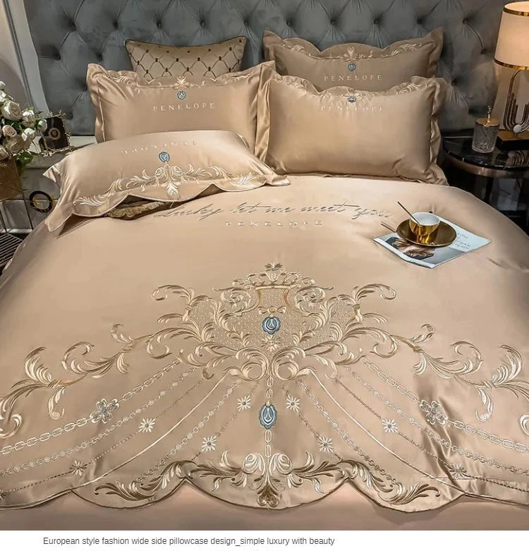 Luxury European-Style 100% Cotton 4-Piece Bedding Set