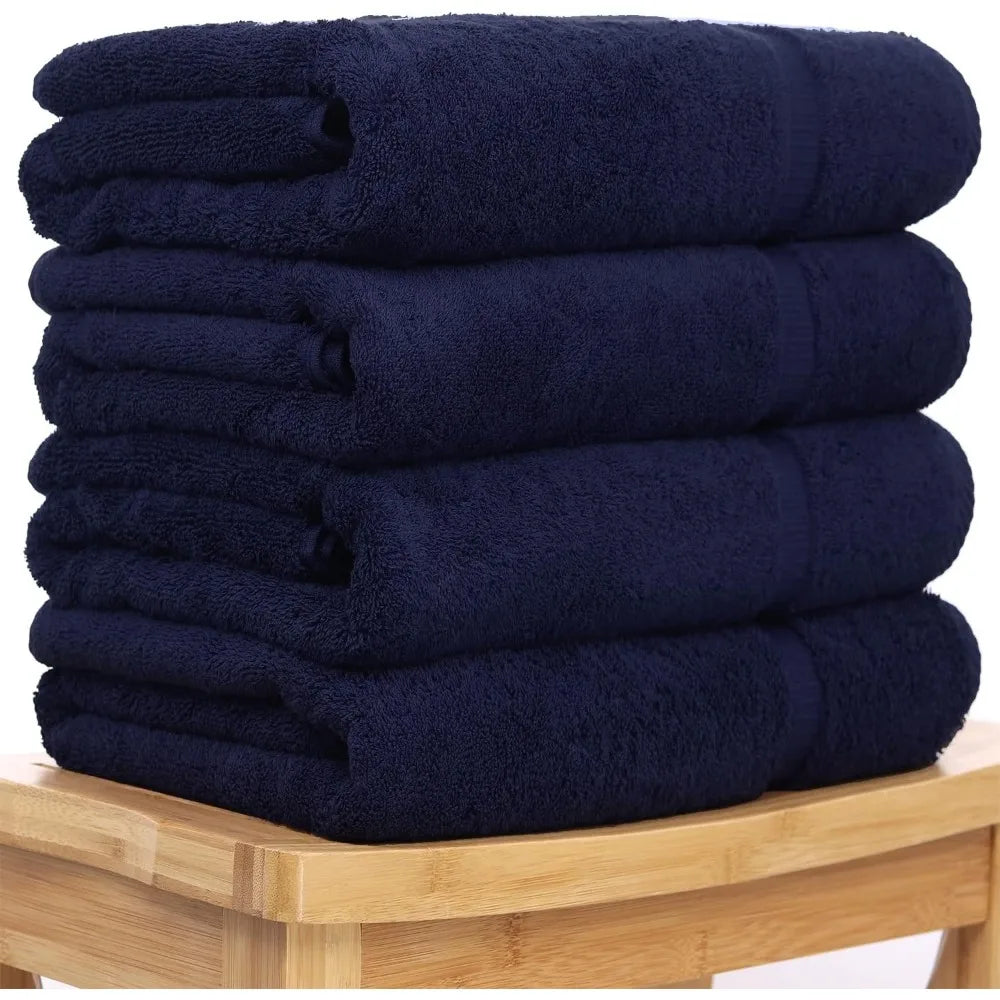 Turkish Cotton Bath Towel Set 4 Pieces 750 GSM Extra Thick
