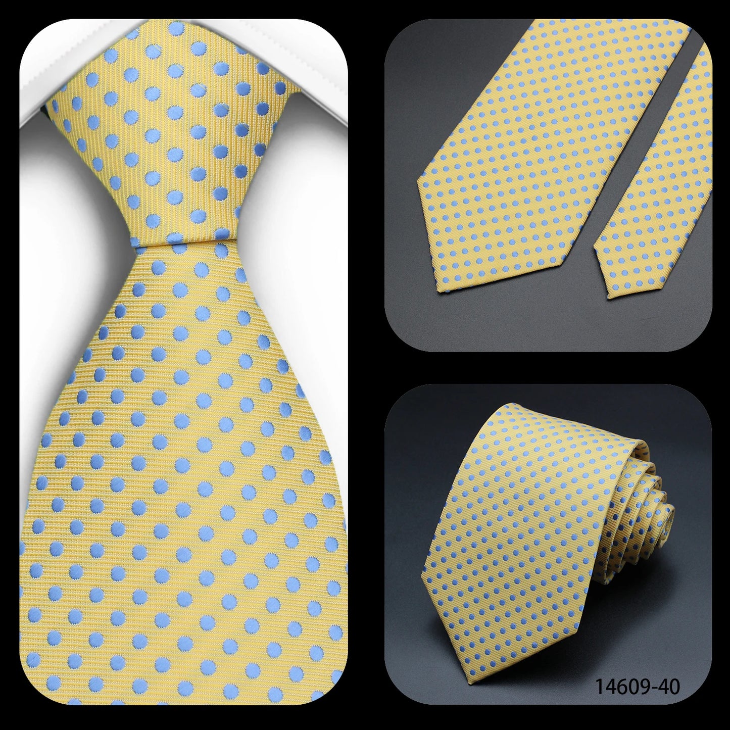 Men’s Classic 7cm Polka Dot Necktie. Luxury Business, Wedding & Formal Dress Tie