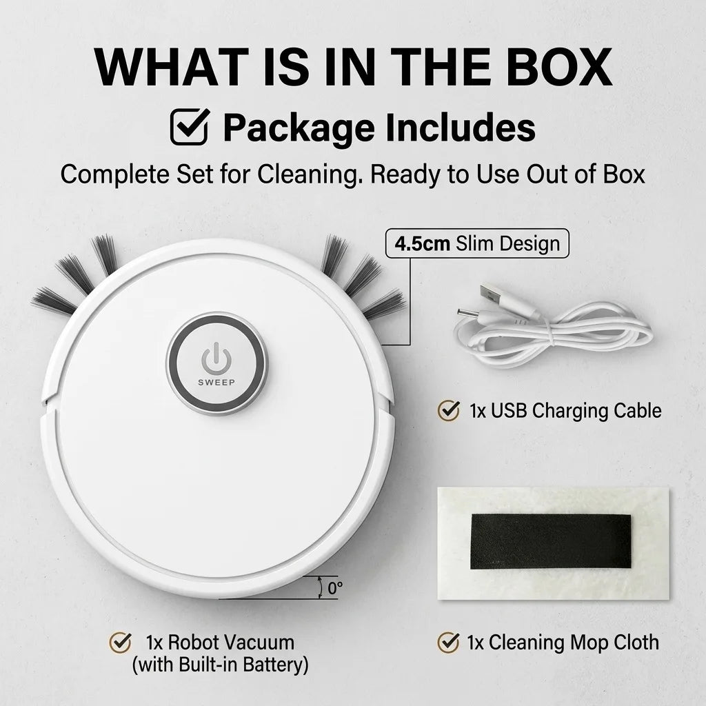 Ultra-Slim Robot Vacuum Cleaner | 4.5cm Smart Home Vacuum