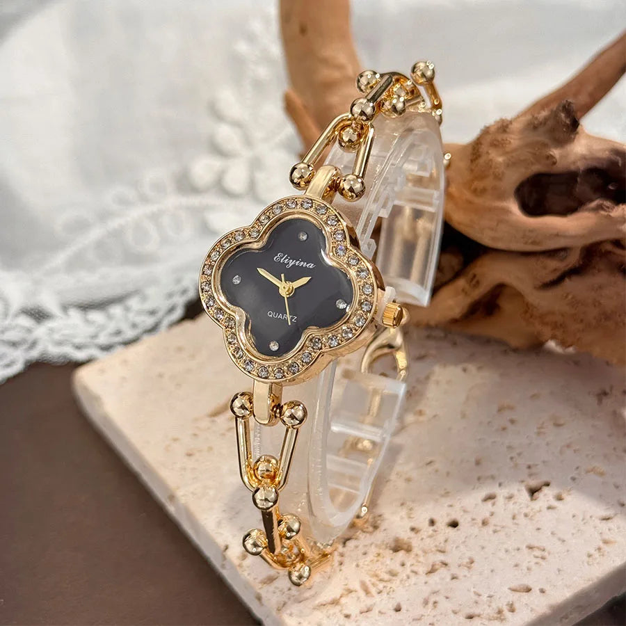 Lucky Four Leaf Clover Women’s Bracelet Watch Elegant Fashion Timepiece