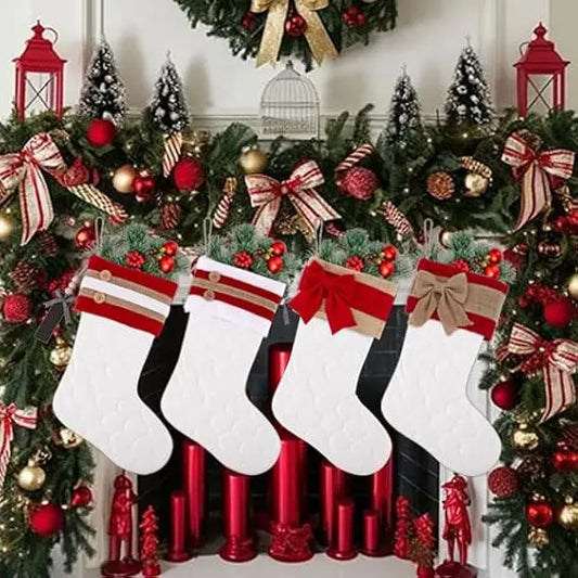 Personalized Christmas Stockings Set Of 4 White And Red