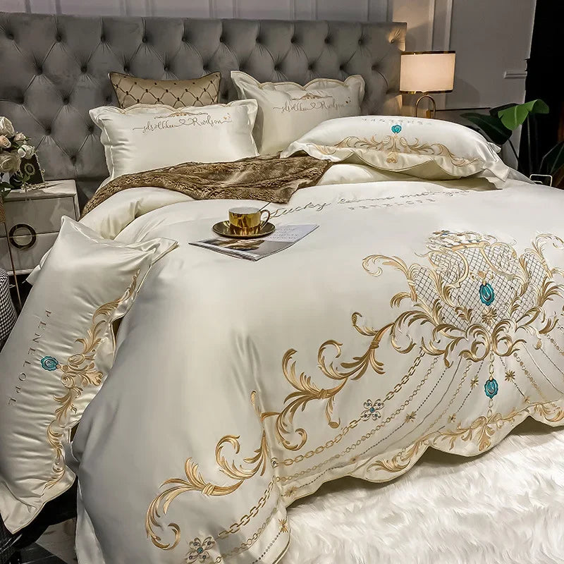 Luxury European-Style 100% Cotton 4-Piece Bedding Set