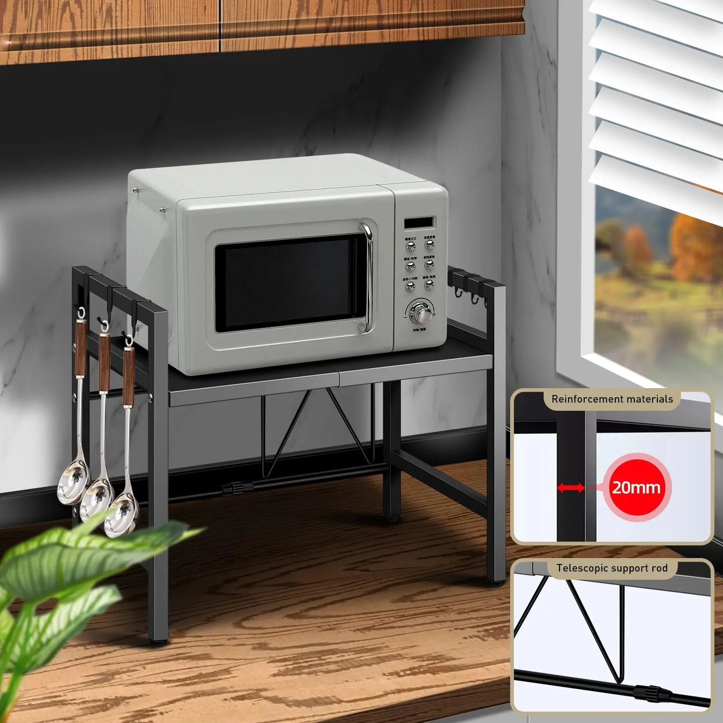 Expandable Microwave Shelf Organizer 42 To 64 Cm Rust Proof