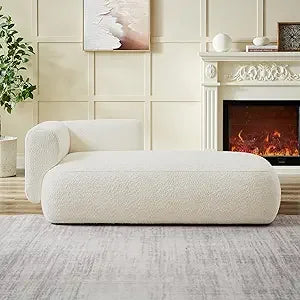 Upholstered Chaise Lounge Indoor for Living Room Bedroom Office Chaise Lounge Sofa：Boucle Fabric Modern Leisure Sofa Recliner Ch