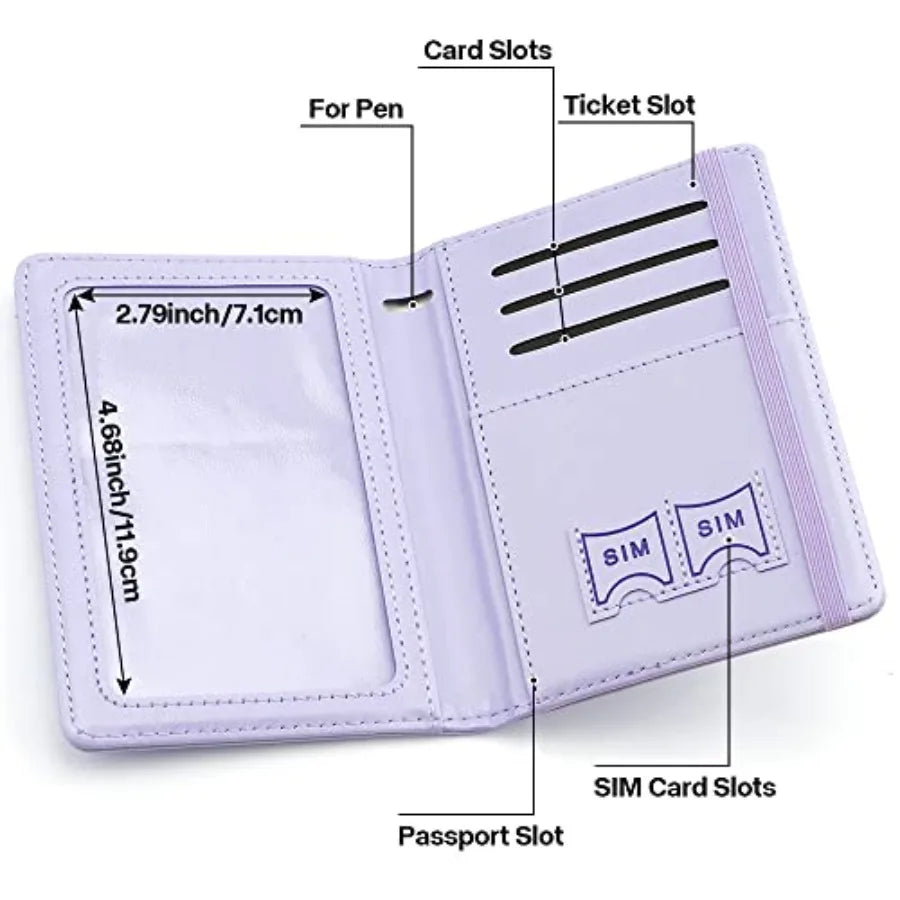 Passport Holder for Travel, Leather Passport Cover Wallet Case RFID Blocking Passport Book Holders for Travel Women Men Family