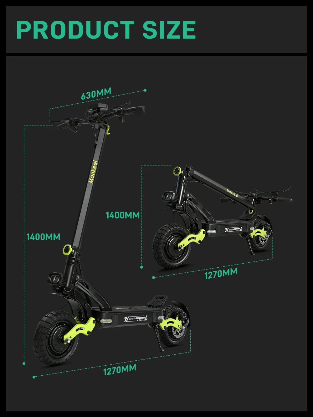 1200W Dual Motor Electric Scooter. 60V 21Ah Long-Range High Performance E-Scooter with Dual Suspension