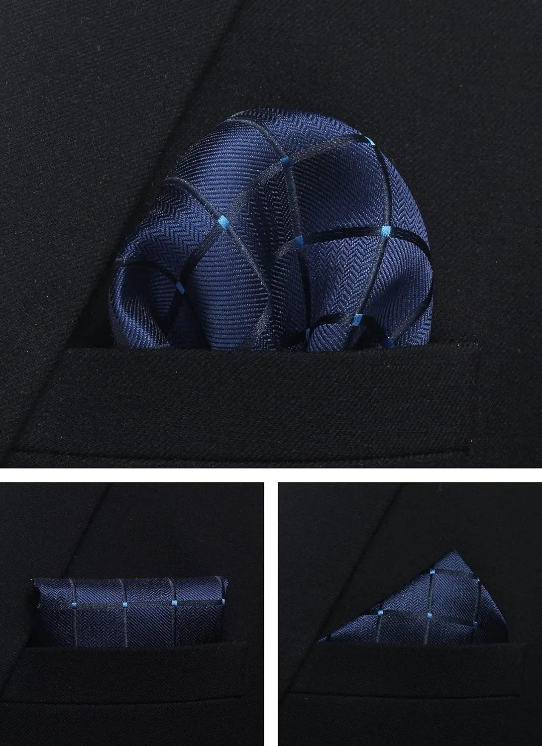 100% Silk Plaid & Checkered Men’s Tie Set with Pocket Square, Tie Clip & Cufflinks. Business & Wedding Necktie Gift Set  Optimized Description